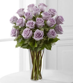 18 Lavender Roses Arranged