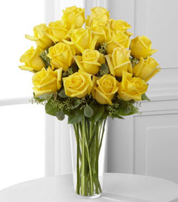 18 Yellow Roses Arranged